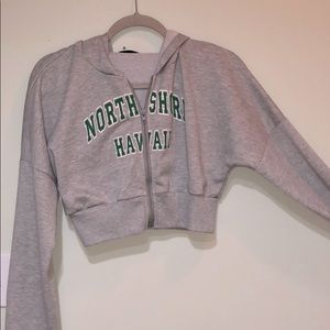 cropped zip up sweatshirt